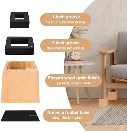 Wooden Bed Risers 4 Inch Heavy Duty, Support 2500 lbs - Image 3