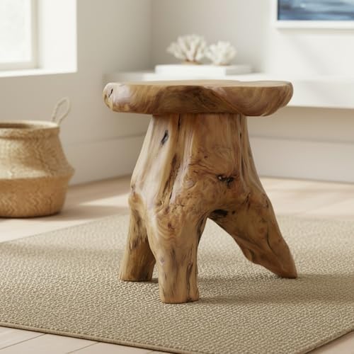 WELLAND Natural Cedar Stump Stool, Live Edge Mushroom Side Table - Image 2
