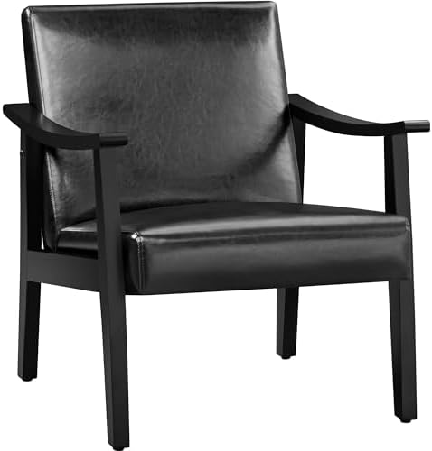 Yaheetech Accent Chairs, Mid-Century Faux Leather Armchairs by Yaheetech