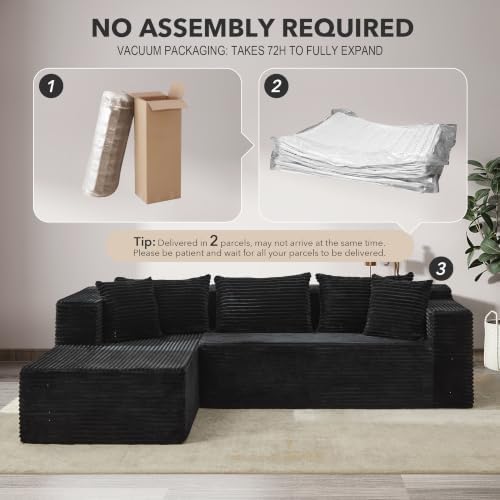 106" L Shaped Modular Cloud Sectional Sofa - Image 5
