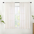 YoungsTex Linen Semi Sheer Curtains 45 Inches Long 2 Panels Set by YoungsTex