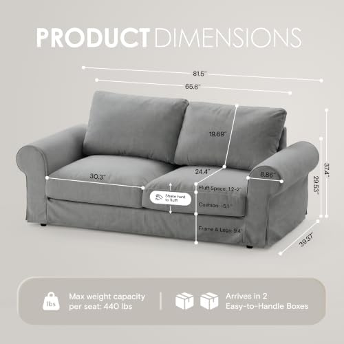 80" Oversized Cloud Loveseat, Classic Farmhouse Water-Repellent Chenille - Image 2