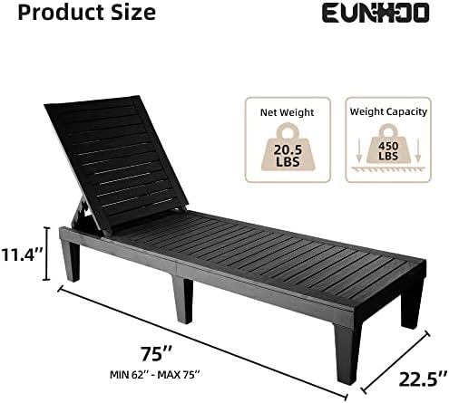 EUNHOO Chaise Lounge Outdoor, Adjustable Pool Lounge Chair - Image 3