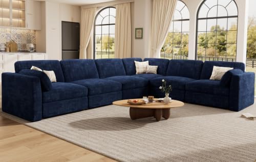 Oversized Modular Sectional Sofa V-Shaped Cloud Couches Blue - Image 5