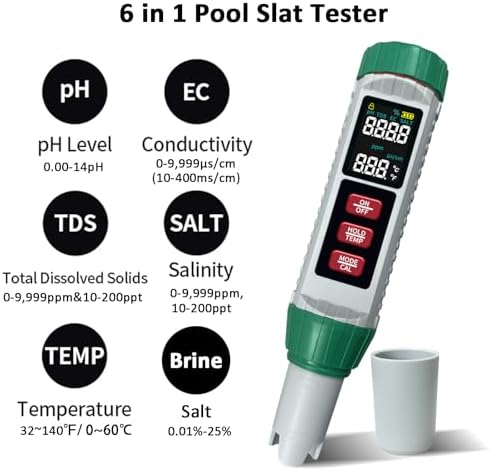 Digital Salinity Tester Pool Saltwater Tester pH and Salt Meter - Image 2
