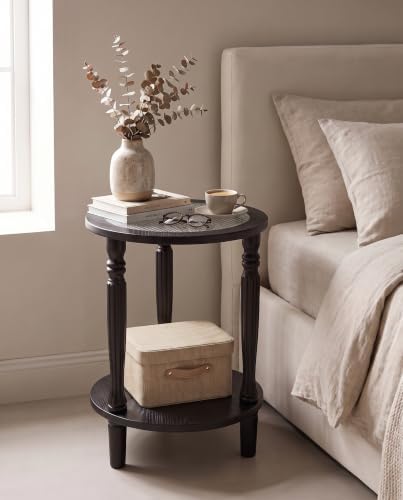 Matte Black Round 2‑Tier Mid‑Century Modern End Table - Image 4