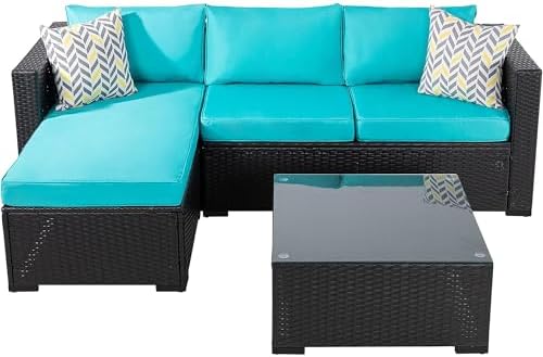 Shintenchi 3 Pieces Patio Furniture Set, All-Weather Rattan Patio Conversation - Image 7