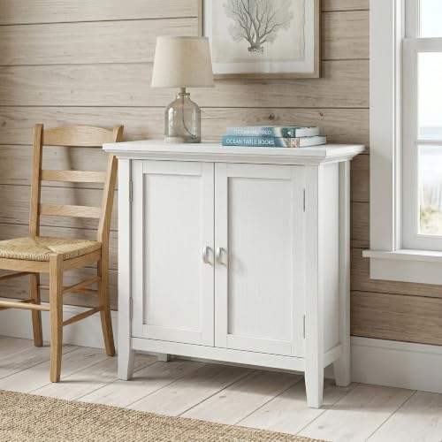 SIMPLIHOME Redmond 32" Wide Solid Wood Storage Cabinet in White - Image 2