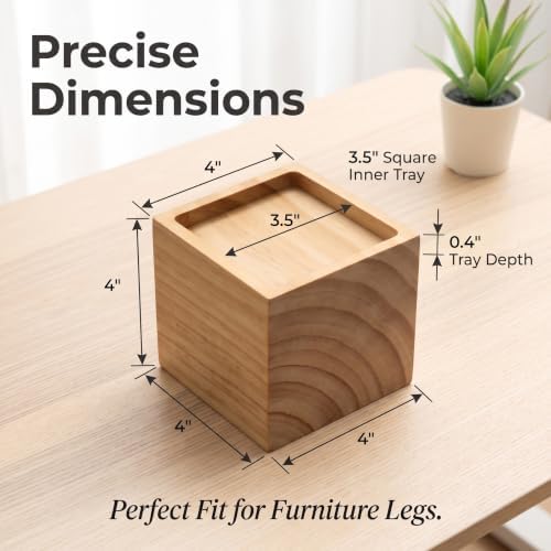 Lufia 4 Inch Solid Pine Wood Furniture Risers Set of 4, 2000 LBS Heavy Duty - Image 2