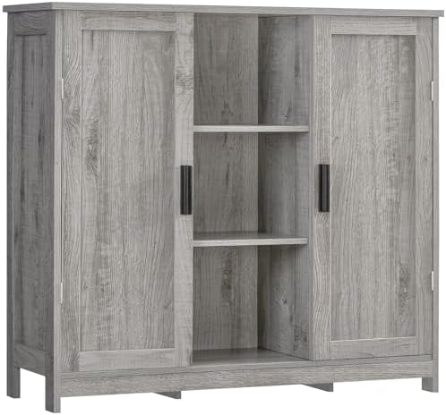 Iwell Storage Cabinet with 2 Doors and 4 Adjustable Shelves, Buffet Cabinet by IWELL