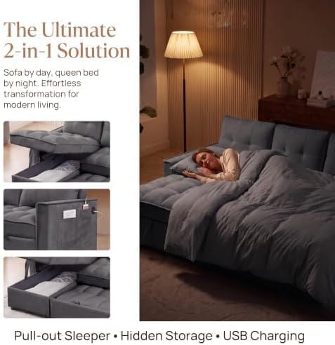 NicBex 71" L Shaped Queen Pull Out Sofa Bed - Image 7