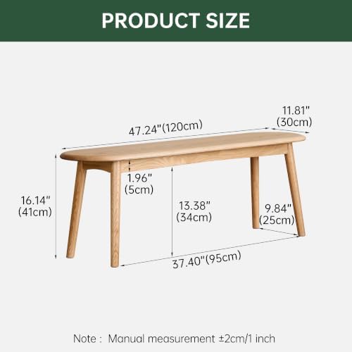 100% Solid Oak Dining Bench, Wood Bench - Image 2