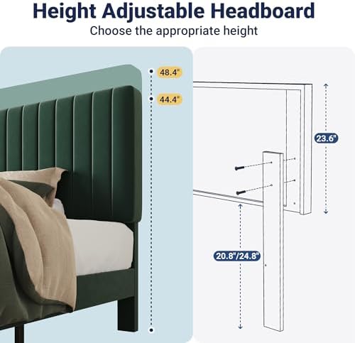 Allewie Twin Bed Frame, Velvet Upholstered Platform Bed - Image 6