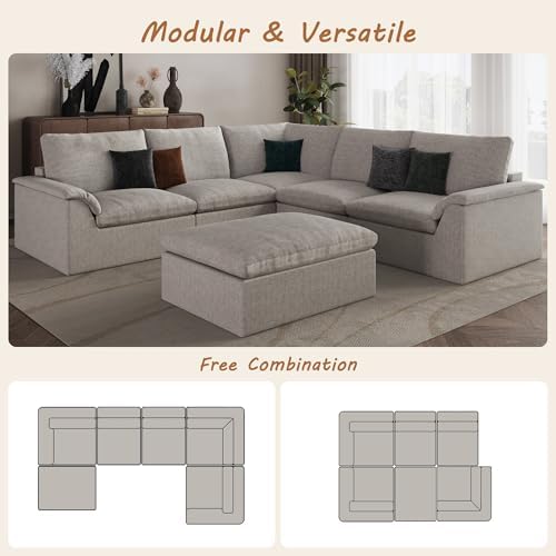 EASE MOOSE 115" Modular Sectional Sofa, Boneless Couches - Image 5