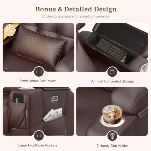 Reclining Loveseat Sofa, RV Loveseat Recliner Wall Hugger Couch, Home Theater - Image 4