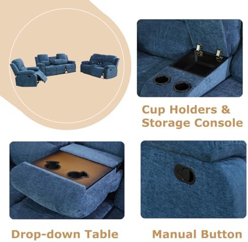 Manual Reclining Couch Sofa Set - Image 3