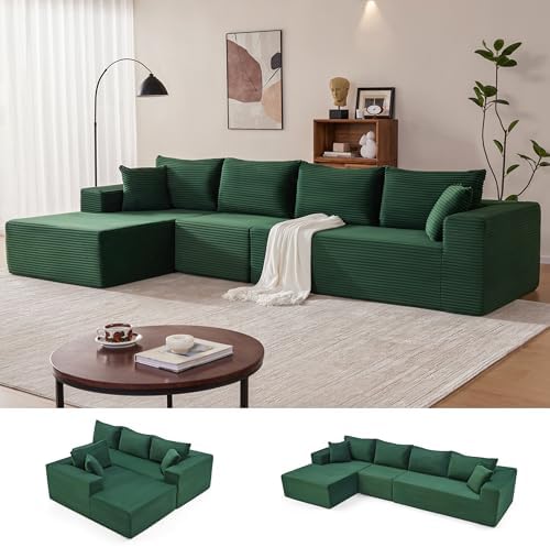 Mangodan 140” Cloud Sectional Couch, Modular Sectional Sofa by Mangodan