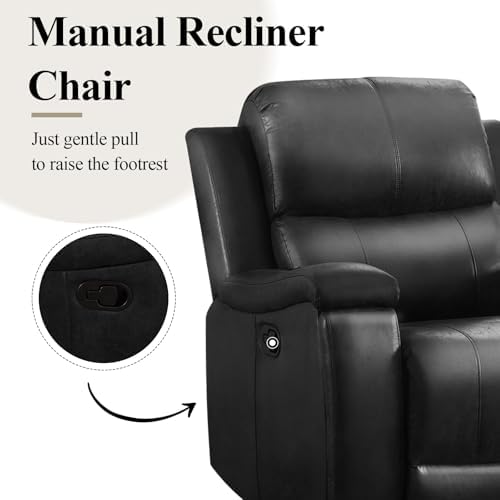 CANMOV Manual Recliner Chair, Classic Faux Leather Recliner Chair - Image 6