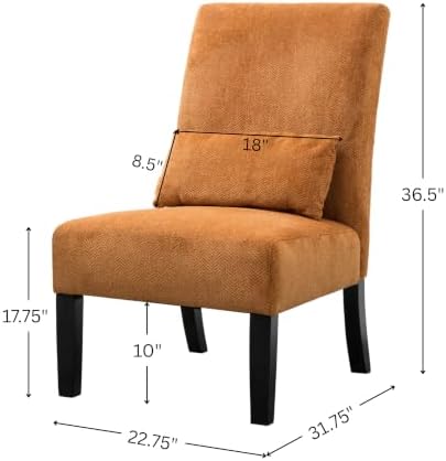 Roundhill Furniture Pisano Orange Fabric Armless Contemporary Accent Chair - Image 3