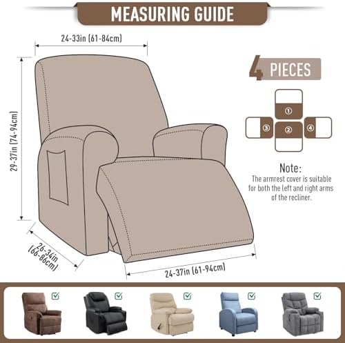 TAOCOCO Stretch Recliner Chair Covers 4 Piece - Image 5