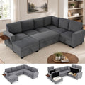 Modular Sectional Sofa with Pull Out Bed Sleeper Sofa L Shaped with Storage by GARTMILAN