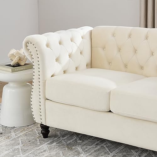 59" Chesterfield Loveseat Velvet Sofa - Image 4