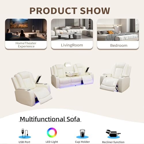3 Piece Power Recliner Sofa Set - Image 7