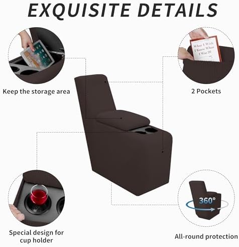 Easy-Going 2-Piece Recliner Console Cover Chocolate - Image 3