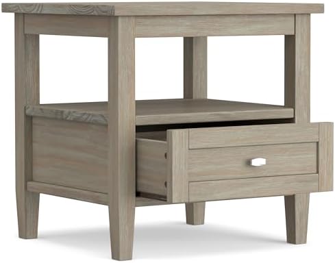 SIMPLIHOME Warm Shaker 20" Wide Solid Wood End Table in Distressed Grey - Image 3