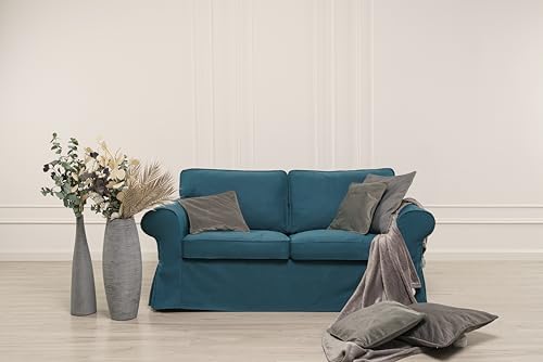 Ektorp Loveseat Sofa Cover Ektorp Couch Cover-Dark Ocean - Image 6