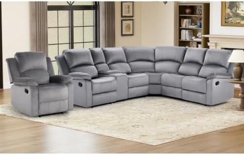 EBELLO Manual Reclining L-Shaped Sectional Sofa Set, Included Soft Microfiber by EBELLO