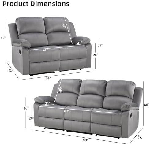EBELLO Manual Reclining Couch Set - Image 2
