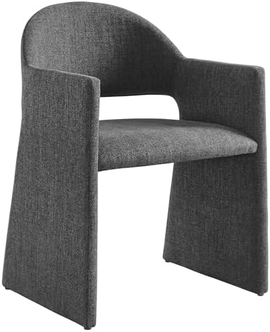 Modway Talia Upholstered Fabric Dining Armchair in Charcoal - Image 5