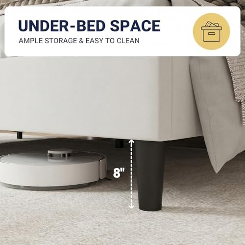 Allewie Queen Size Bed Frame, Plush Velvet Wingback, Modern Style - Image 7