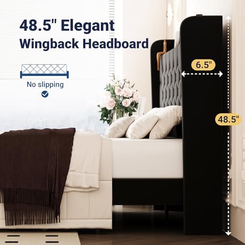 Allewie Full Size Bed Frame, Storage Headboard & Charging Station - Image 6