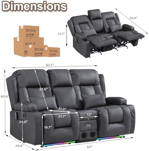 TUNYI Power Loveseat Recliner Sofa - Image 2