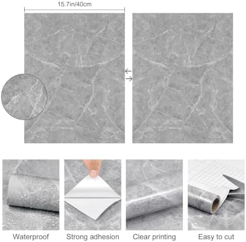 Granite Gray Marble Contact Paper - Image 5
