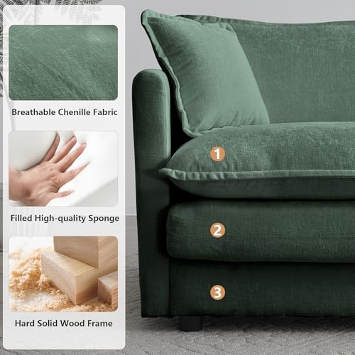 mikibama Luxury 2 Piece Cloud Couches Set, Modern Upholstered Chenille 3 Seater - Image 4