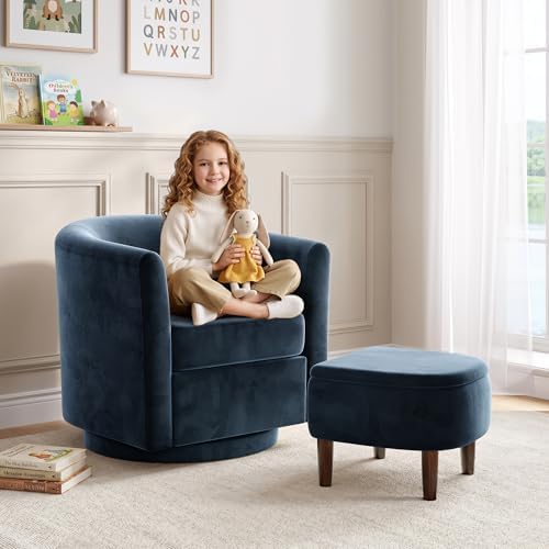 360° Swivel Accent Chair with Storage Ottoman - Image 5