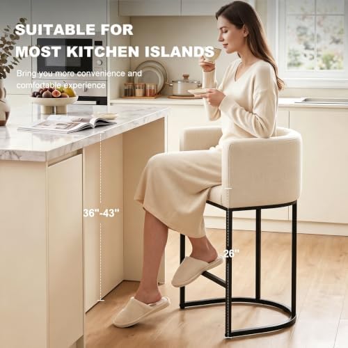 26" H Counter Height Bar Stools Set of 3, Modern Barrel Counter Stools - Image 3