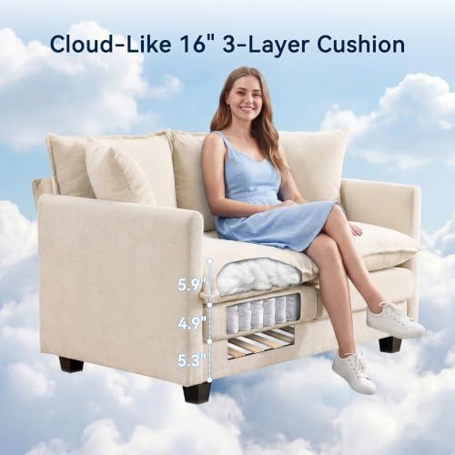 Loveseat Sofa Couch, Small Mini Compact 50" Love Seat 27" Deep Cloud Sofa Seat - Image 3