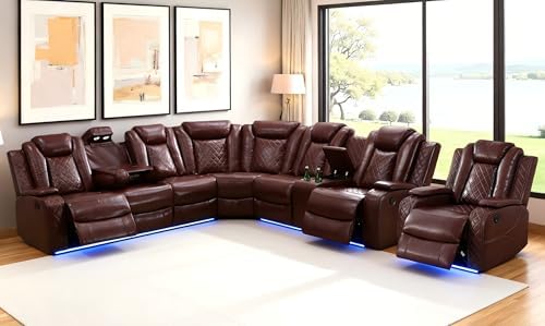 Leather Power Reclining Sectional Sofa, Recliner Sectional Sofa by LianHongDirect-Nervlox