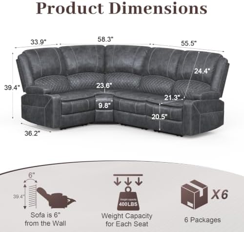 4 Seater Reclining Sofa Set, Modern Living Room Couch Set - Image 2