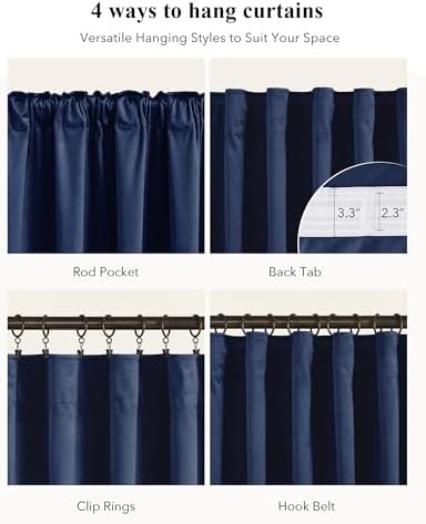 StangH Navy Blue Velvet Extra Curtains - Image 2