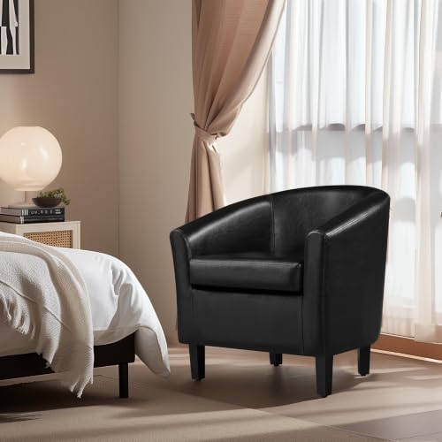 Yaheetech Accent Chairs, Faux Leather Barrel Armchairs - Image 4