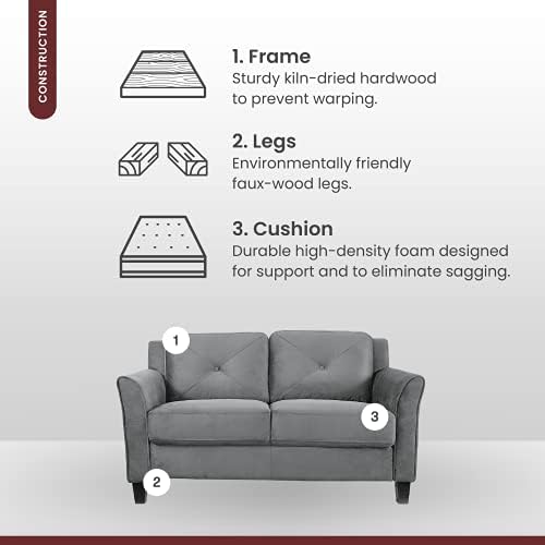 Lifestyle Solutions Grayson Loveseat, Dark Grey - Image 6