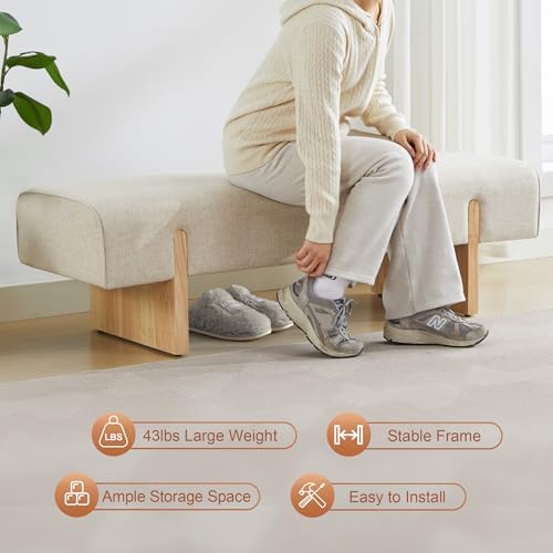 Zesthouse Solid Wood Bench for Bedroom, Modern Wooden Entryway Bench - Image 4