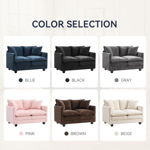 Loveseat Sofa, Soft Chenille Cloud‑Cushion Small‑Space Couch - Image 5