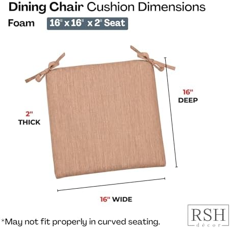 RSH DECOR: Sunbrella Foam Chair Cushions Set of 2 | 16" x 16" x 2" | - Image 3