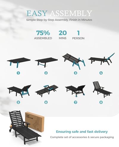 Ciokea Outdoor Chaise Lounge Chair, 5-Position Adjustable - Image 6